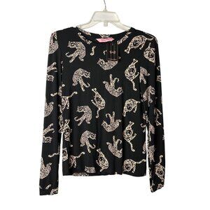 Hunkemoller Womens Blouse Top XS Novelty Leopard Tiger Print Black Beige New